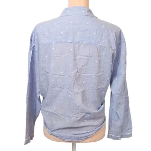 🎁 Victoria's Secret 2016 Blue Embroidered Button Up Night Shirt Medium - Picture 9 of 11